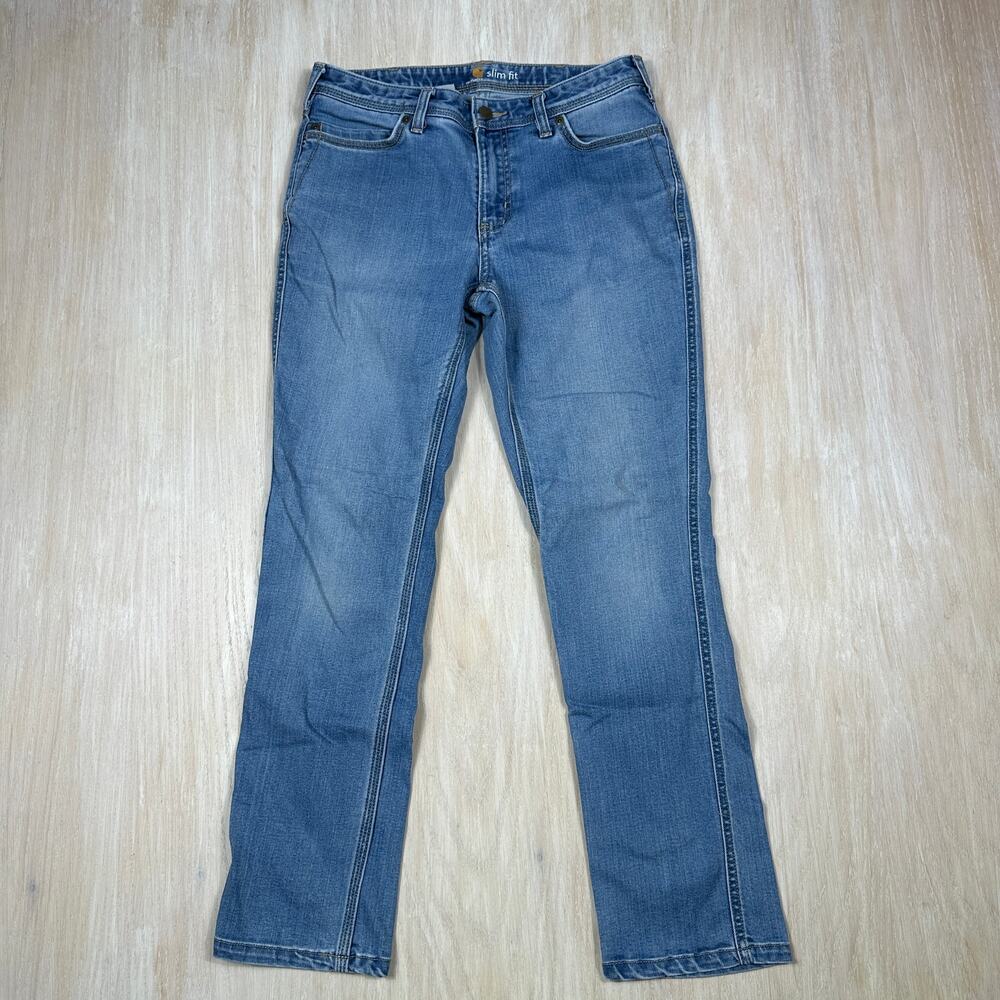 Carhartt Slim Fit Mid Rise Straight Leg Durable Work Jeans Women's 6 SHORT